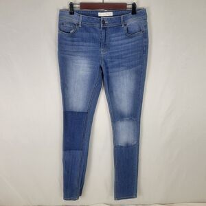 Cato Jeans Womens 6 Blue Mid Rise‎ Curvy Skinny Leg Patch Medium Wash Denim